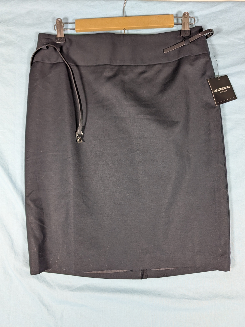 Liz Claiborne Black Pencil Skirt with Slim Belt Detail
